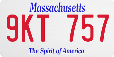 MA license plate 9KT757