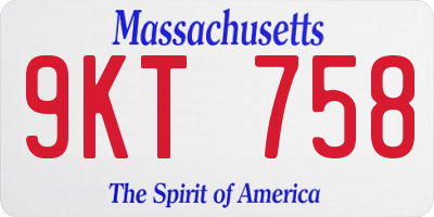 MA license plate 9KT758