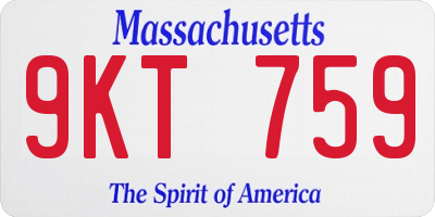 MA license plate 9KT759