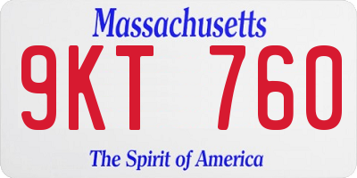 MA license plate 9KT760