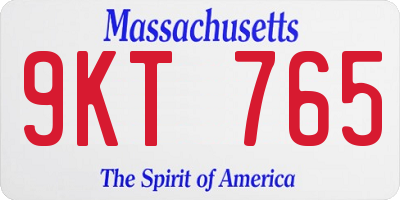 MA license plate 9KT765