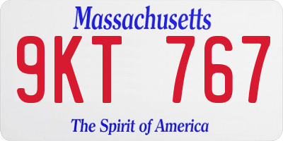 MA license plate 9KT767
