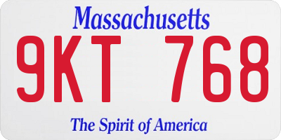 MA license plate 9KT768