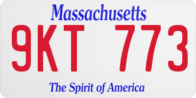MA license plate 9KT773