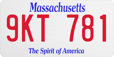 MA license plate 9KT781