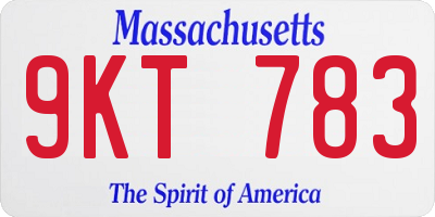 MA license plate 9KT783