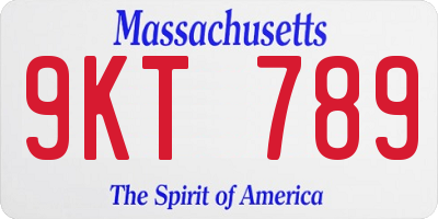 MA license plate 9KT789