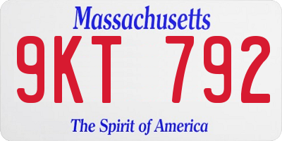 MA license plate 9KT792