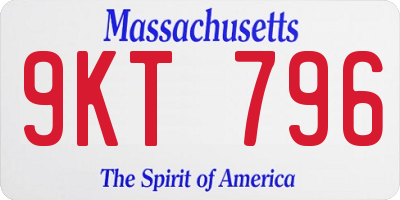 MA license plate 9KT796