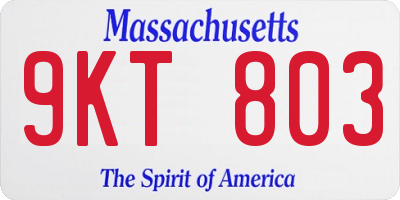 MA license plate 9KT803