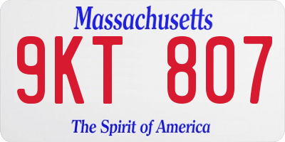 MA license plate 9KT807