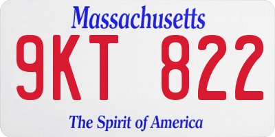 MA license plate 9KT822