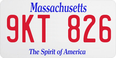 MA license plate 9KT826