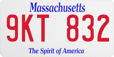 MA license plate 9KT832