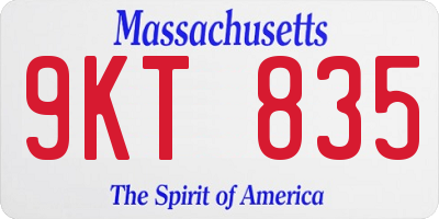 MA license plate 9KT835