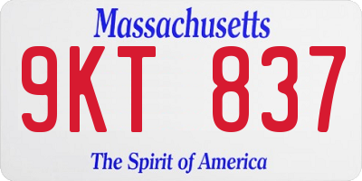 MA license plate 9KT837