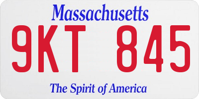MA license plate 9KT845