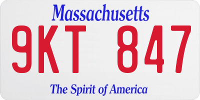 MA license plate 9KT847