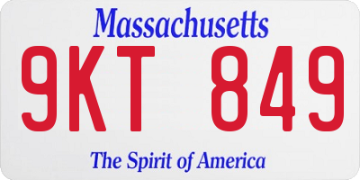 MA license plate 9KT849