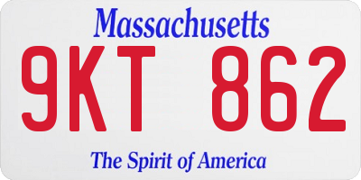 MA license plate 9KT862
