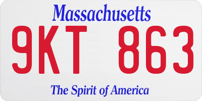 MA license plate 9KT863