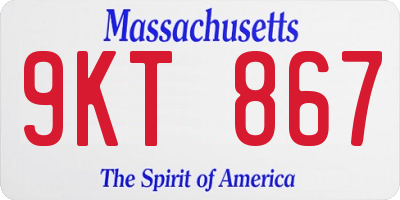 MA license plate 9KT867