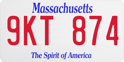 MA license plate 9KT874