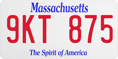 MA license plate 9KT875