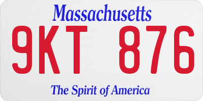MA license plate 9KT876