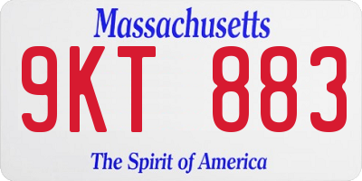 MA license plate 9KT883