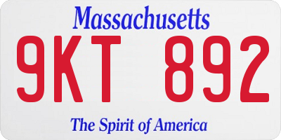 MA license plate 9KT892