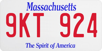 MA license plate 9KT924