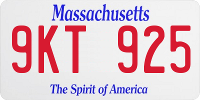 MA license plate 9KT925