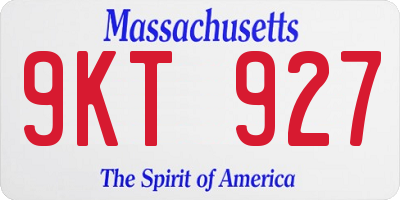 MA license plate 9KT927