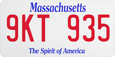 MA license plate 9KT935