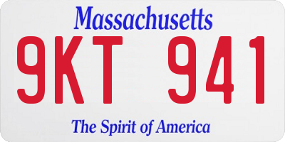 MA license plate 9KT941