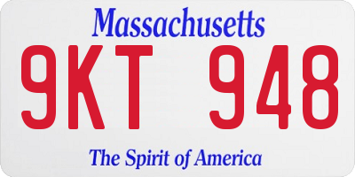 MA license plate 9KT948