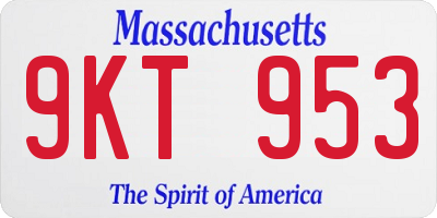 MA license plate 9KT953