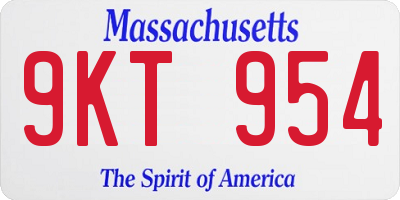 MA license plate 9KT954