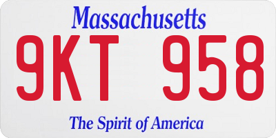 MA license plate 9KT958
