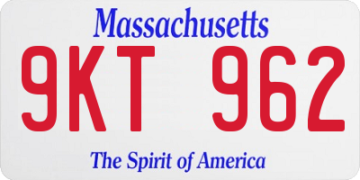 MA license plate 9KT962