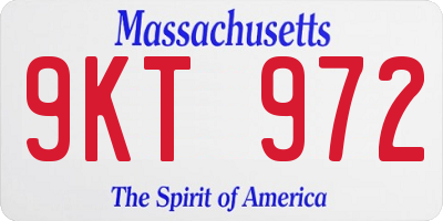 MA license plate 9KT972