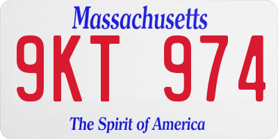 MA license plate 9KT974