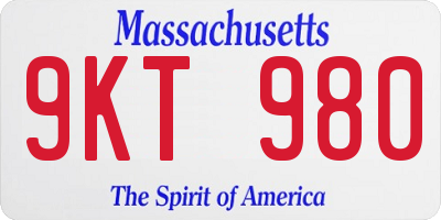 MA license plate 9KT980