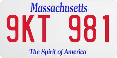 MA license plate 9KT981
