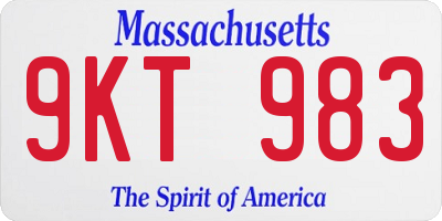 MA license plate 9KT983