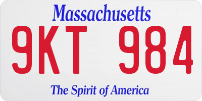 MA license plate 9KT984