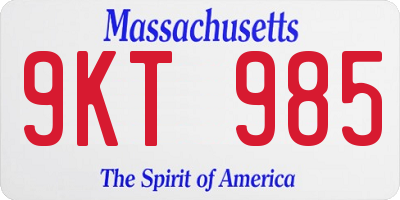 MA license plate 9KT985