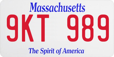 MA license plate 9KT989
