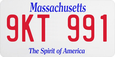 MA license plate 9KT991